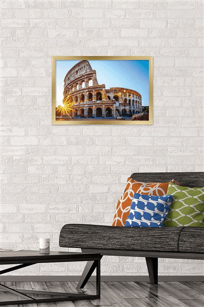 Timeless Visions - Roman Colosseum Wall Poster, 14.725" x 22.375", Framed
