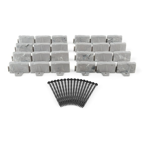 Expert Gardener Faux Stone No-Dig Landscape Edging, 10-ft., Plastic, Gray