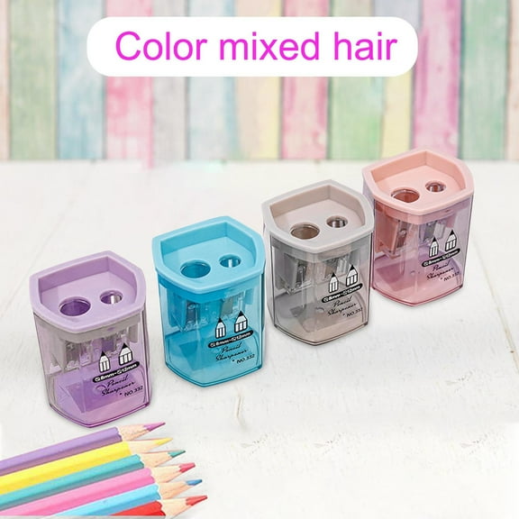 Pencil Sharpeners Manual Holes Compact Colored Handheld Pencil Sharpener for ki ds Adults Students sch ool Class HomeDiamond 332 simple double hole pencil sharpener Random color delivery