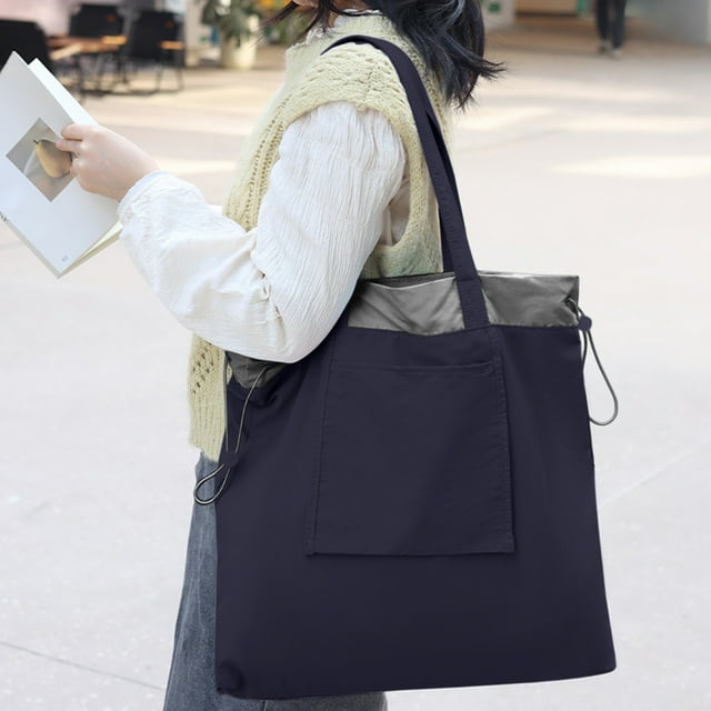 Folding Drawstring Shopping Bag Outdoor Travel Nylon Organizer Student Shoulder Bag Shopping Bag