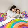 thumbnail image 4 of Manfei Animal Unicorn 7 Pieces Bedding Comforter Set,Rainbow Initial Full Bedding Set Lightweight,Starry Sky Fitted Sheet Flat Sheet,Breathable Flower Room Decoration,Reversible, 4 of 7