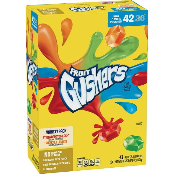 Fruit Gushers Variety Pack, Strawberry Splash and Tropical 42 ct. (pack of 3) A1