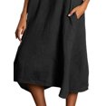 thumbnail image 4 of Gvmfive Women Cotton Linen Half Sleeve Pockets Maxi Dress Plus Size S-5XL, 4 of 4