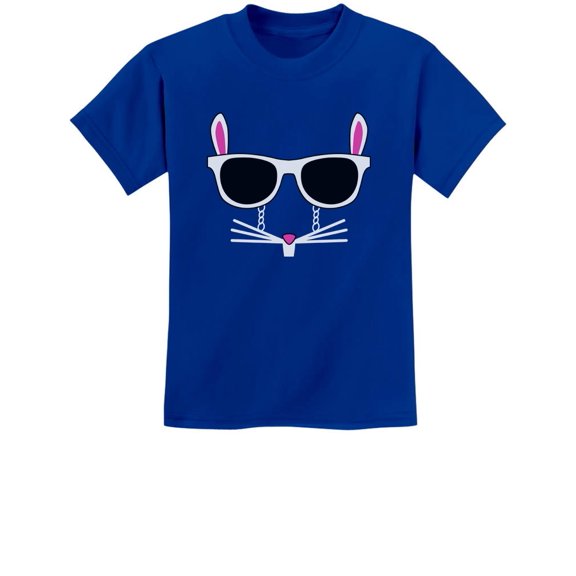 Tstars Boys Unisex Easter Holiday Shirts Easter Bunny Rabbit Face with Glasses Kids Happy Easter Party Shirts Easter Gifts for Boy Youth Kids T Shirt