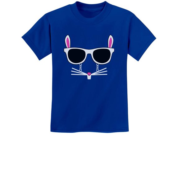 Tstars Boys Unisex Easter Holiday Shirts Easter Bunny Rabbit Face with Glasses Kids Happy Easter Party Shirts Easter Gifts for Boy Youth Kids T Shirt