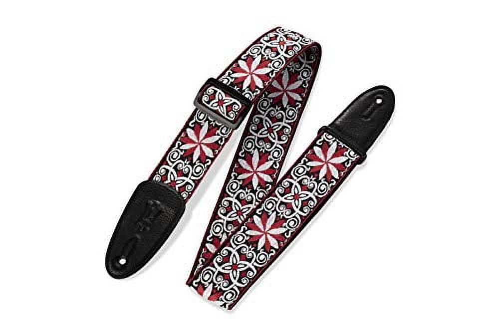 60s Hootenanny Jacquard Weave Guitar Strap - Floral Red