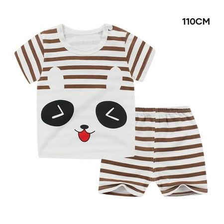 

Journey Children s Boys Girls Pajamas Summer Thin Cotton Soft Comfy Sleepwear Clothes Set For Home(The Coffee Bar 110CM)
