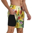 thumbnail image 3 of Picia Sunflower Cornflower Poppy pattern Mens Swim Trunks with Compression Liner Stretch Beach Shorts Quick Dry with Zipper Pockets No-Chafing Board Shorts-Small, 3 of 9