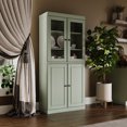 thumbnail image 4 of Palace Imports 100% Solid Wood Kitchen Pantry Storage Cabinet with Glass Doors, Adjustable Shelves and 2-Drawers, Sage, 4 of 7