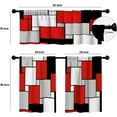 thumbnail image 2 of Red Black Grey Kitchen Curtains Set 3 Piece for Windows Curtains Valance and Tier Set 36 Inch Modern Rod Pocket Short Tier Curtain for Bathroom Abstract Cafe Curtains for Living Room Windows, 2 of 6