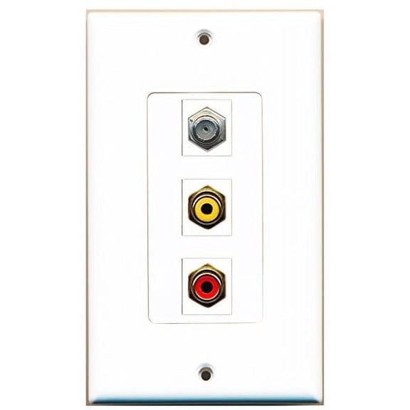 RiteAV - 1 Port RCA Red and 1 Port RCA Yellow and 1 Port Coax Cable TV- F-Type Decorative Wall Plate Decorative