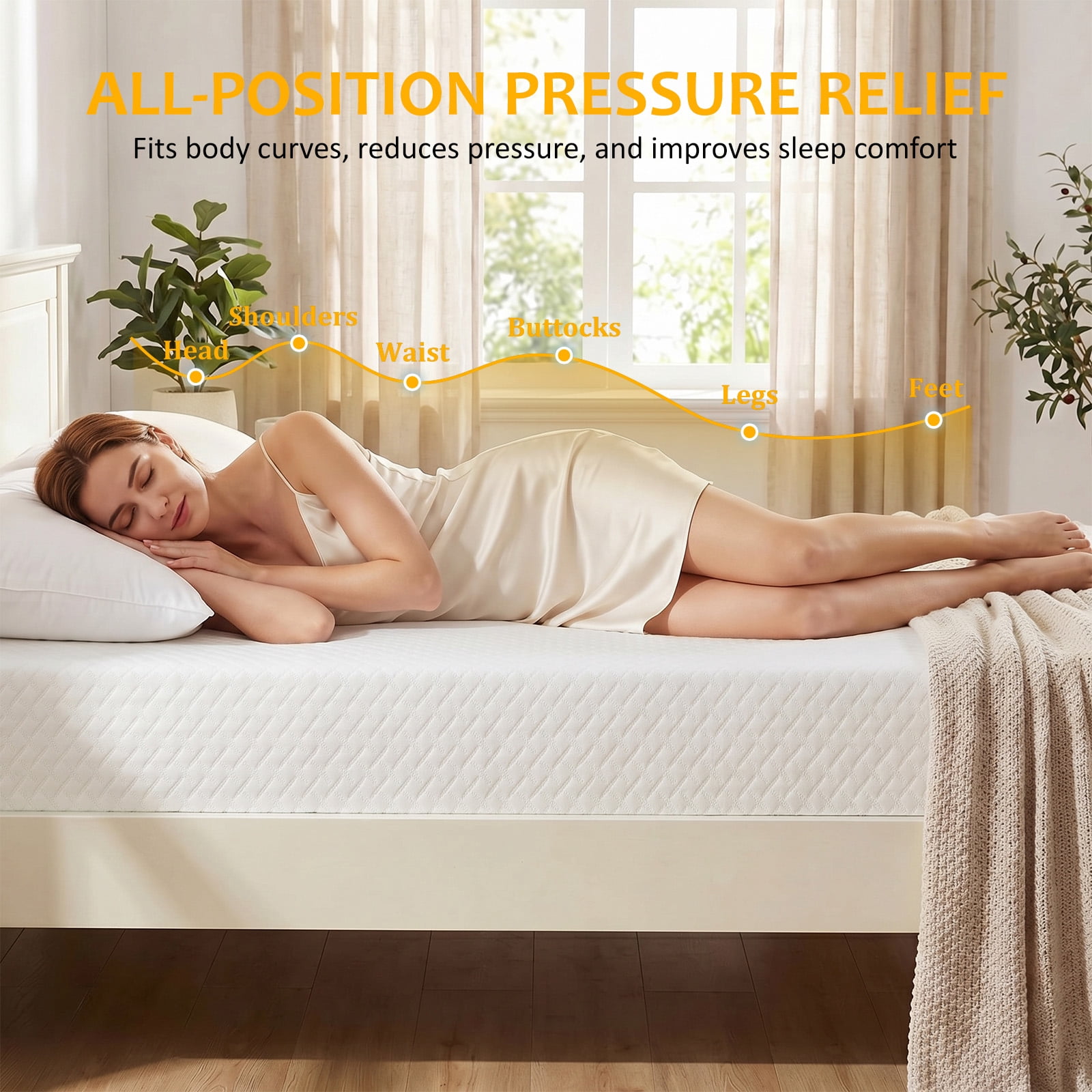 Mattress King 12 inches, Memory Foam Mattress Bed in a Box Medium Firm for Pressure Relief