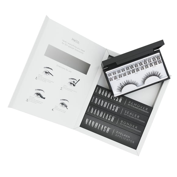 Kit de extensiones de pestañas Nanolash DIY con pestañas en grupos