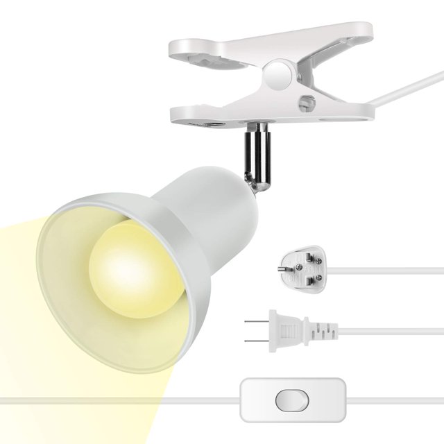 Lámpara con pinza RONG&LAN giratoria 360° portátil LED blanca