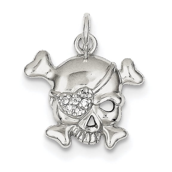 Sterling Silver Cubic Zirconia Skull Charm