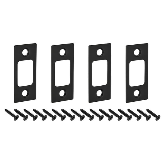Uxcell 4Pack Door Strike Plate, 57mm x 25.5mm Stainless Steel Latch Deadbolt Replacement Lock Strike Plate, Black