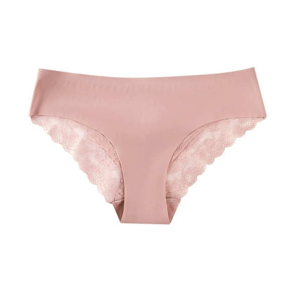 GDREDA High Waisted Underwear Women's Sexy Lace Edge Seamless Comfortable Breathable Triangle Panties Pink,S