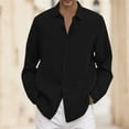 thumbnail image 2 of PEASKJP Dress Shirt for Men Winter Mens Long Sleeve Shirt Button Down Winter Tops (Black,XXL), 2 of 4