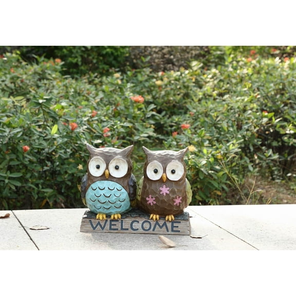 Hi-Line Gift Ltd 75618-E Owl Couple with Welcome Sign (Hi-Line Exclusive)
