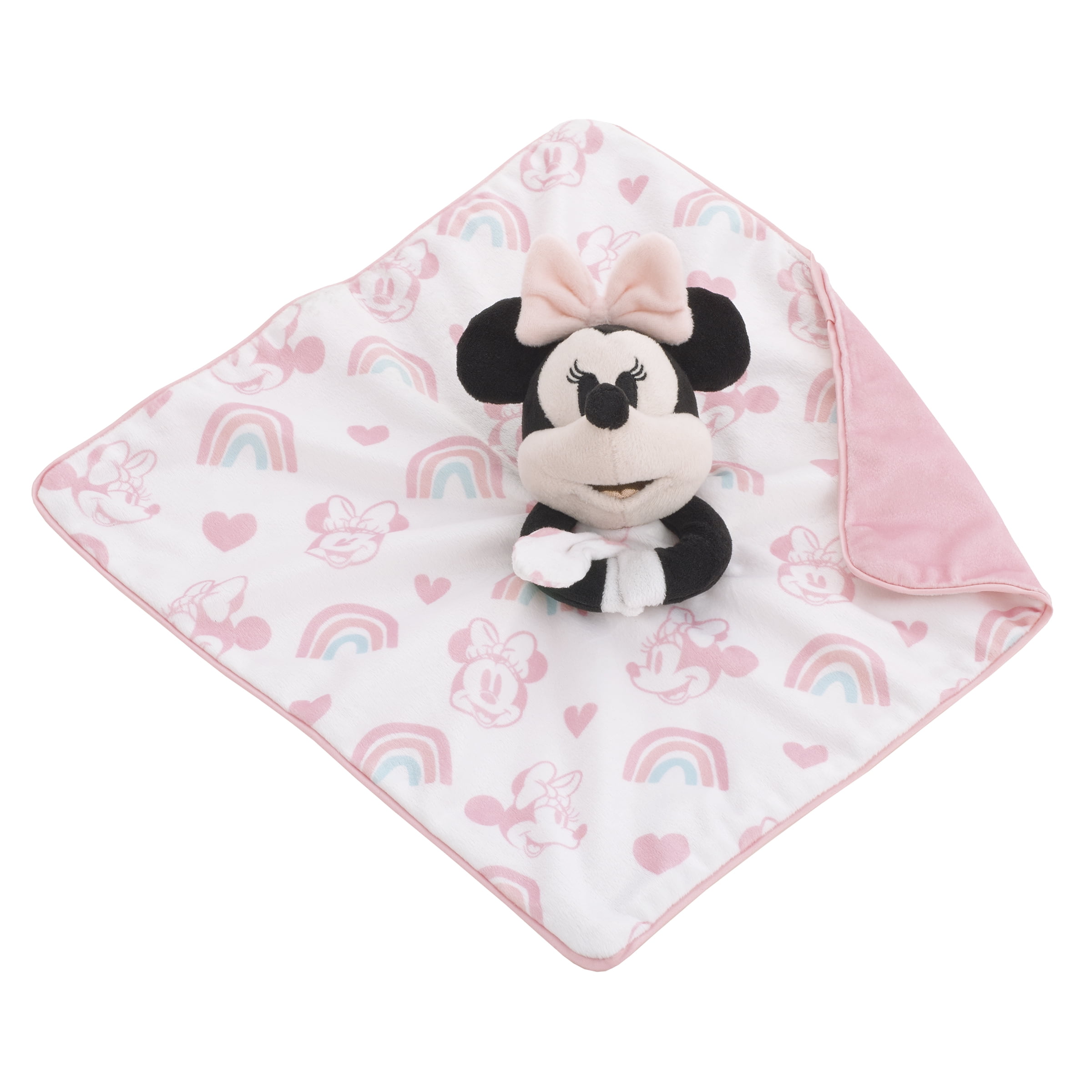 Disney Minnie Mouse White, Pink, and Aqua Lovey Security Blanket