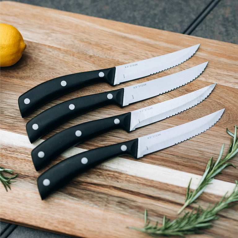 Emeril Lagasse Best Kitchen Knives Collection - 4.5” Stamped Steak Knife  Set - Large Steak Knife Set Serrated Dinner Knifes Everyday Knives for  Dinner and Eating Knife Set (4-Piece) 