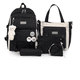 thumbnail image 1 of Set 5 Mochila Bolsas Escolar Estudiante Lapicera Tote Lona Xtellar negro, 1 of 3