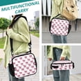 thumbnail image 5 of Wobogo Pink Gingham Bows Lunch Bag Insulated Portable Cooler Tote Bag for for Adults Kids Work Office School Picnic Beach, 5 of 6