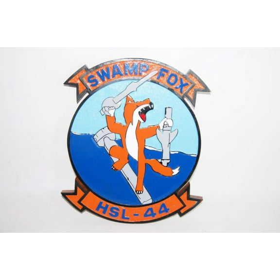 HSL-44 Swamp Foxes Plaque, 14, Mahogany, Navy