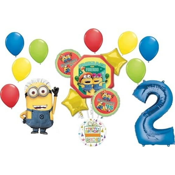 Anagram Despicable Me Minions 2nd Birthday Party Balloon Bouquet Decorations