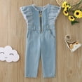 thumbnail image 2 of Toddler Summer Girls Flying Sleeve Jumpsuit Solid Color Jean Denim Zipper Jumpsuit Casual For Girls Clothes Leisure Toddler Daily Wear, 2 of 8