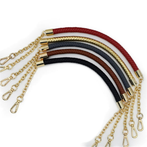 LOLIPPYY 1Set Replacement Purse Strap Black Pu Leather Metal Chain Buckle Strap For Women Lady Handbag Diy Projects