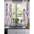 thumbnail image 2 of Purple Iris Sheer Curtains 45 Inch Length 2 Panels Set for Living Room/Bedroom, Spring Vintage Butterfly Leaves Flowers Beige Kitchen Curtains Grommet Semi-Sheer Curtains Window Treatments 42"x45"x2, 2 of 7