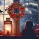 thumbnail image 4 of Hojas de Flores Artificiales Rojas Soledad Guirnalda de puerta Decoración de Halloween, 4 of 9