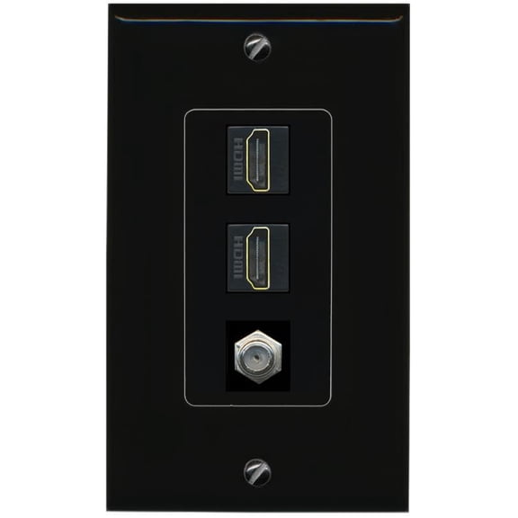 Coax 2 HDMI Wall Plate-1 Gang Black/Black