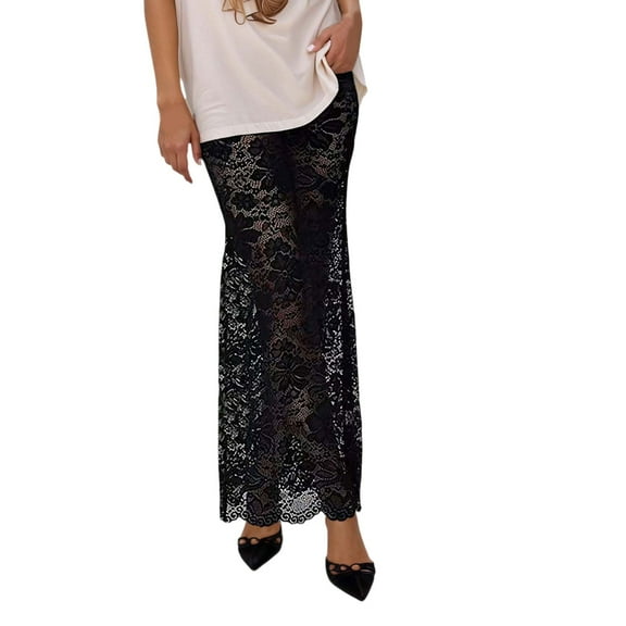 EDFBUYKRS Female Skirts Womens Skirts Short Winter High Waist Long Skirt with Lace for Everyday Beach Summer Wardrobe Staple Suitable for All Seasons Easy Care and Versatile Styling Options