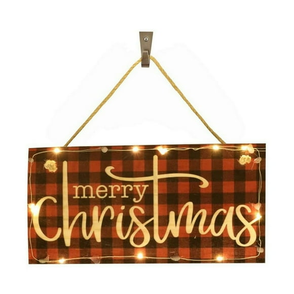 Cotonie Christmas Indoor And Outdoor Wood Hanging Door Decorations Signs With Light