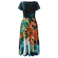 thumbnail image 4 of Heliisoer Robe pour Femme, Liquidation Été Robe à Manches Courtes pour Femme Col Rond Décontractée Mode Fête Quotidien Élégante Robe à Imprimé, 4 of 7