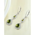 thumbnail image 4 of PYNZY Sterling Silver Wedding Earrings for Brides, Teardrop Dangle Created Peridot Birthstones Earrings with Leverback for Women Jewelry Gifts, 4 of 6