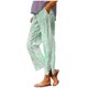 thumbnail image 2 of Pincandy Women's Fashion Printed Linen Blend Elastic Waist Casual Pants with Pockets, Button Decorated Split Hem, Casual & Daily Wear, 2 of 6