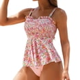 thumbnail image 1 of Plus Size Long Sleeve Swim Top Set,Women's Conservative Floral Print Swimsuit With Ruffles For Beach & Spa, 1 of 6