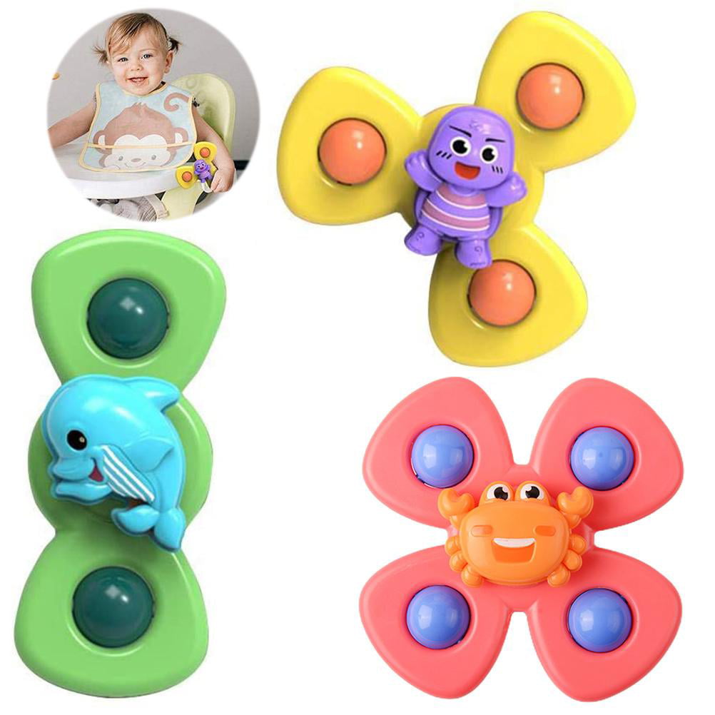Animal Spinning Top Suction Cup Baby Kids Spinner Gyro Insect Rattles Shower Toy 