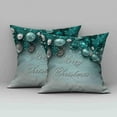 thumbnail image 3 of Turquoise Green Teal Blue Pine Leaves Merry Christmas Quotes Green and White Gradient Set of 2 Throw Pillow Covers Cushion Cases Home Office Sofa Hidden Zipper Pillowcase 16x16 Inches, 3 of 3