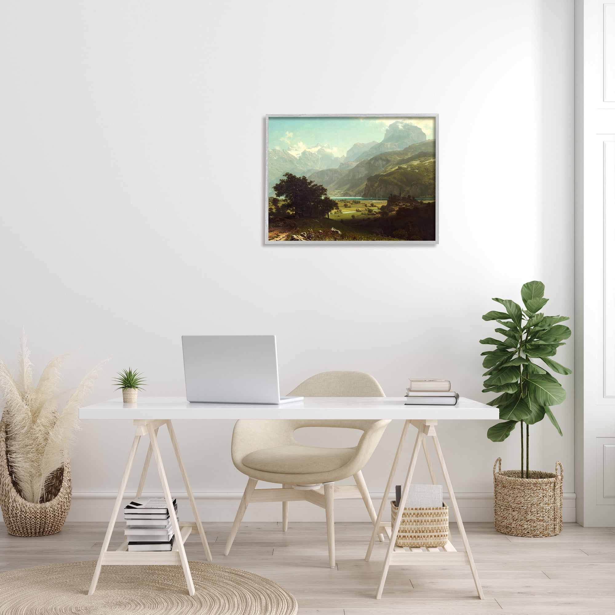 Stupell Industries Lake Lucern Albert Bierstadt Classic Fine Landscape Painting Painting Gray Framed Art Print Wall Art, Design by one1000paintings