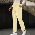 thumbnail image 2 of Corduroy Pants Women Casual Comfy Elastic High Waisted Pull On Trousers Straight Leg Lounge Pant with Pockets Beige S, 2 of 4