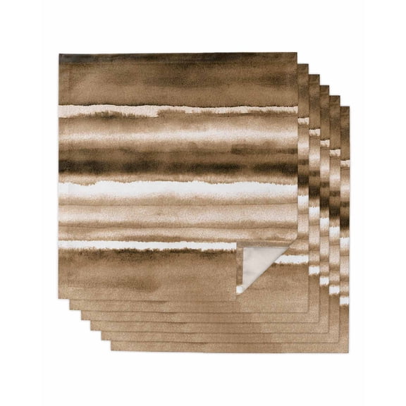 Brown Stripes Cloth Napkins Set of 6 Reusable Dinner Napkins, Country Watercolors Gradient Texture Cocktail Napkin Washable Table Napkins for Wedding/Holiday Party/Baby Shower 20"x20"