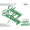 thumbnail image 2 of Happy Birthday Glitter Cake Topper, Birthday Party Decorations Ideas, Sturdy Doubled Sided Glitter, Acrylic Stick (Green), 2 of 4