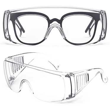 2 Pack Safety Glasses & Goggles for Men Women Over Eyeglasses Anti Fog Safety Goggles Over Glasses Eye Protection Shooting Glasses for Lab Protective Eyewear Goggles Anti Scratch UV Resistant Clear