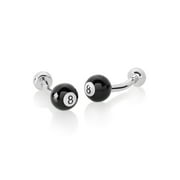 Coastal Jewelry Polished Finish 8 Ball Curved Bar Cufflinks (11mm)