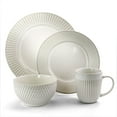 thumbnail image 2 of Elama Market Finds Ensemble de Vaisselle en Grès Rond de 16 Pcs, Blanc Gaufré, 2 of 5