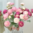 thumbnail image 6 of Artificial Ranunculus Asiaticus 2 Head Realistic Fake Silk Flower with Stem Home Office Wedding Party Faux Flower Decoration, 6 of 8